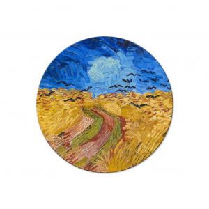 Tableau rond Wheat Field With Crows, Vincent Van Gogh - Summer Countryside Landscape