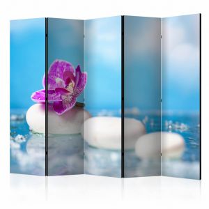 Paravent design Pink Orchid and white Zen Stones II [Room Dividers]