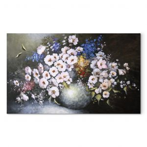 Tableau design Vase blanc (1 pi&egrave;ce) - Nature morte avec bouquet de fleurs