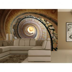 Papier peint adh&eacute;sif Trompe l'oeil : Decorative spiral stairs