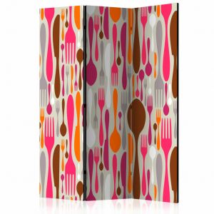 Paravent design Cutlery - pink and violet [Room Dividers]