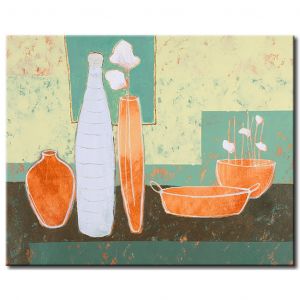 Tableau d&eacute;coratif Nature morte (1 pi&egrave;ce) - Vases et bouquet de fleurs