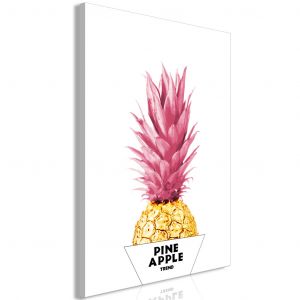 Tableau Ananas &eacute;l&eacute;gant - un fruit de couleur rose dor&eacute; dans une bo&icirc;te blanche