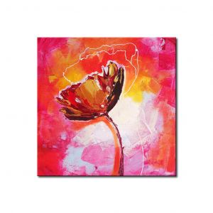 Tableau décoratif Autre rouge coquelicot (1 pièce) - Abstraction avec motif floral