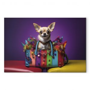 Tableau design AI Chihuahua Dog - Tiny Animal in a Colorful Bag - Horizontal