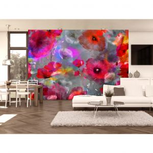 Papier peint adhésif Coquelicots: Coquelicots peints - fleurs rouges artistiques dans un style aquarelle