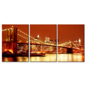 Cadre déco New York : Brooklyn Bridge de nuit