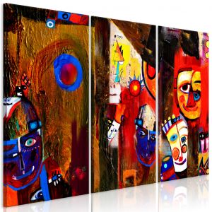 Tableau Colorful Abstraction - Cheerful Painted Clowns in the Style of Pablo Picasso