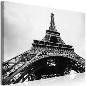 Tableau mural Icône de Paris (1 pièce) - la Tour Eiffel en noir et blanc