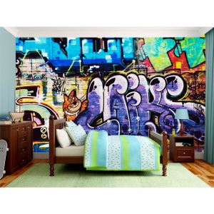 Papier peint moderne Mur de graffiti - mural de street art avec un chat roux