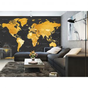 Papier peint adhésif Carte du monde: Mappemonde : le monde d'or