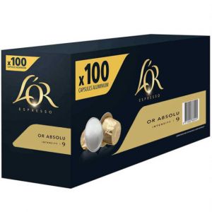 Capsule Nespresso Compatible Caf&eacute; L'Or Espresso Or Absolu - 10 bo&icirc;tes - 100 capsules