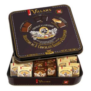 Bo&icirc;te m&eacute;tal chocolats &agrave; l'ancienne Villars - Assortiment de 3 chocolats - 200 gr