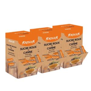 Sucre Roux Pure Canne - 3 Bo&icirc;tes Distributrices - 450 Sachets