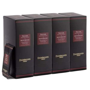 Th&eacute; Noir aromatis&eacute; Dammann Fr&egrave;res 4 Fruits Rouges - 4 boites - 96 sachets envelopp&eacute;s