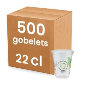 Gobelet &agrave; bi&egrave;re Galopin 22 cl  - Compostable transparent - 500 gobelets