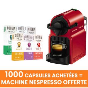 Lot 1000 Capsules Nespresso Compatible Orubia + Machine &agrave; caf&eacute; Nespresso Krups Inissia Rubis OFFERTE