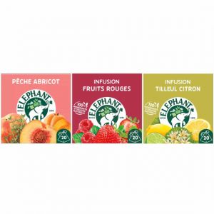 Pack D&eacute;couverte Infusion fruit&eacute;es &Eacute;l&eacute;phant - 3 vari&eacute;t&eacute;s - 60 sachets