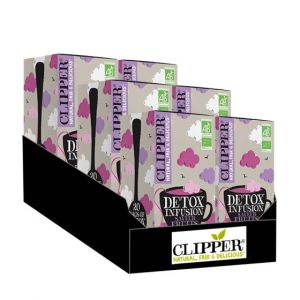 Infusion Bio Clipper D&eacute;tox Saveur Fruits Rouges - 6 boites - 120 sachets