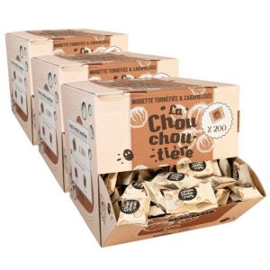Noisette Torr&eacute;fi&eacute;e & Caram&eacute;lis&eacute;e La Chouchouti&egrave;re - 3 Boites distributrices - 600 chouchous