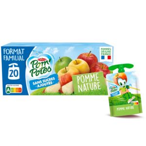 Compote &agrave; boire en gourde - Pomme Nature - Pom'Potes Materne - 20 Gourdes