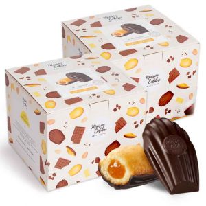 Madeleine C&oelig;ur Orange Maison Colibri Coque Chocolat Noir - 2 boites - 60 madeleines emball&eacute;es individuellement