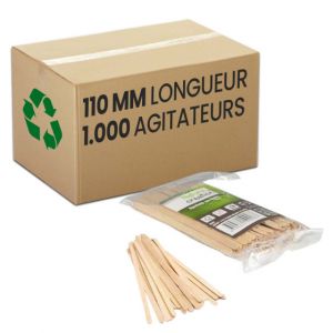 Spatule en bois - Touillette 110 mm - 10 sachets soit 1000 spatules