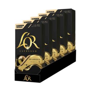 Capsule Nespresso Compatible Caf&eacute; L'Or Espresso Or Absolu - 5 bo&icirc;tes - 50 capsules