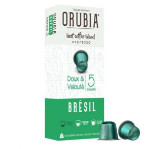 Capsule Nespresso Compatible Caf&eacute; Orubia Br&eacute;sil 100% Arabica Intensit&eacute; 5 - 10 capsules