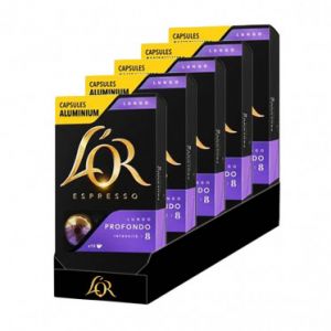 Capsule Nespresso Compatible Caf&eacute; L'Or Espresso Lungo Profondo - 5 bo&icirc;tes - 50 capsules