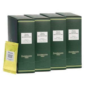 Infusion Dammann Fr&egrave;res Tisane Verveine Menthe Poivr&eacute;e - 4 boites - 96 sachets envelopp&eacute;s