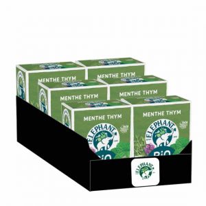 Infusion &Eacute;l&eacute;phant Bio Menthe Thym - 6 boites - 120 sachets pyramide