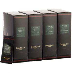 Th&eacute; Vert aromatis&eacute; Dammann Fr&egrave;res Green Mint - 4 boites - 96 sachets envelopp&eacute;s