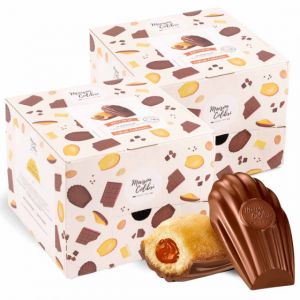 Madeleine C&oelig;ur Caramel beurre sal&eacute; Maison Colibri Coque Chocolat Lait - 2 boites - 60 madeleines emball&eacute;es individuelleme