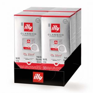 Dosette ESE illy Espresso Torr&eacute;faction Classique Rouge - 4 boites - 72 dosettes emball&eacute;es individuellement