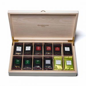 Coffret de Th&eacute;s et Infusions Dammann Fr&egrave;res Palace 12 vari&eacute;t&eacute;s - Coffret Blanc en Bois - 72 sachets