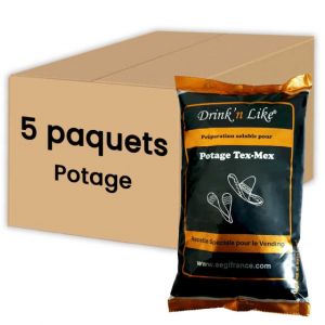 Potage Instantan&eacute; Distributeur Automatique Drink'n Like Soupe Tex Mex - 5 paquets - 5 Kg
