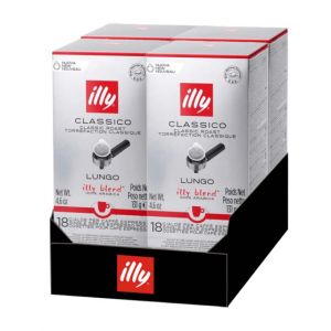 Dosette ESE illy Lungo Torr&eacute;faction Classique - 4 boites - 72 dosettes emball&eacute;es individuellement