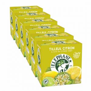 Infusion &Eacute;l&eacute;phant Tilleul Citron et Citron Vert - 6 boites - 120 sachets pyramide