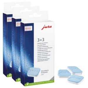 Tablettes de d&eacute;tartrage 2 phases Jura 61848 - 3 boites - 27 pastilles