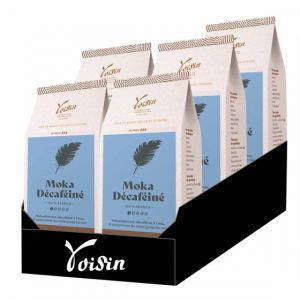 Caf&eacute; en Grains Caf&eacute; Voisin Moka D&eacute;caf&eacute;in&eacute; &agrave; l'eau - 5 paquets - 5 Kg