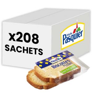 Biscotte Pasquier Sans sel ajout&eacute; 2 tranches - carton de 208 sachets de 2 biscottes