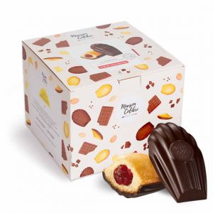 Madeleine C&oelig;ur Framboise Maison Colibri Coque Chocolat Noir - 30 madeleines emball&eacute;es individuellement