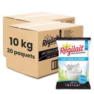 Lait en Poudre R&eacute;gilait Demi-Ecr&eacute;m&eacute; pour Distributeur Automatique - 20 paquets - 10 Kg