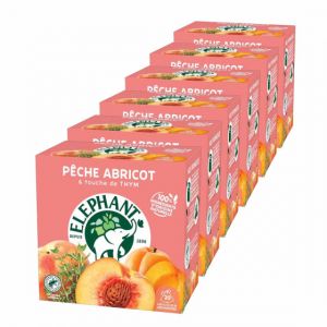 Infusion &Eacute;l&eacute;phant P&ecirc;che Abricot Thym - 6 boites - 120 sachets pyramide