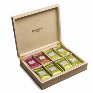 Coffret d'Infusions Dammann Fr&egrave;res 8 vari&eacute;t&eacute;s - Coffret en Bois Clair - 48 sachets