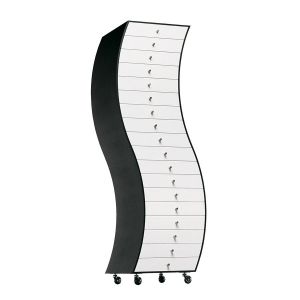 CAPPELLINI commode incurvée PROGETTI COMPIUTI SIDE 1 (Frêne teinté noir et tiroirs blancs - Bois)
