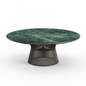 KNOLL table basse ronde PLATNER Ø 107 x H 38,5 cm (Bronze / Vert Alpi - Métal / marbre)