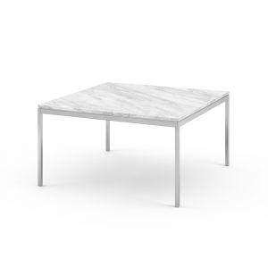 KNOLL table basse FLORENCE KNOLL 90 x 90 x H 48 cm (Marbre Statuarietto - Acier chromé poli)