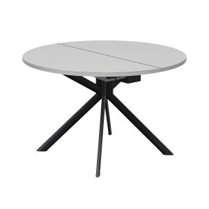 CONNUBIA table extensible à rallonge avec piètement noir mat GIOVE CB/4739-D 120 cm (Plateau tourterelle et rallonge en stratifié gris tourterelle mat - Métal et verre sérigraphié)